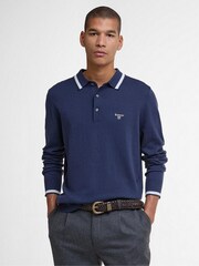 Barbour® Blue Rocton Knitted Polo Shirt - Image 1 of 7
