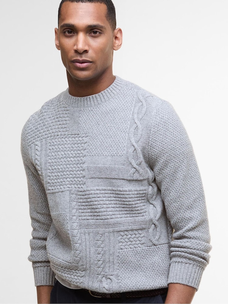 Barbour® Grey Casey Cable Crew Neck Sweater - Image 1 of 6