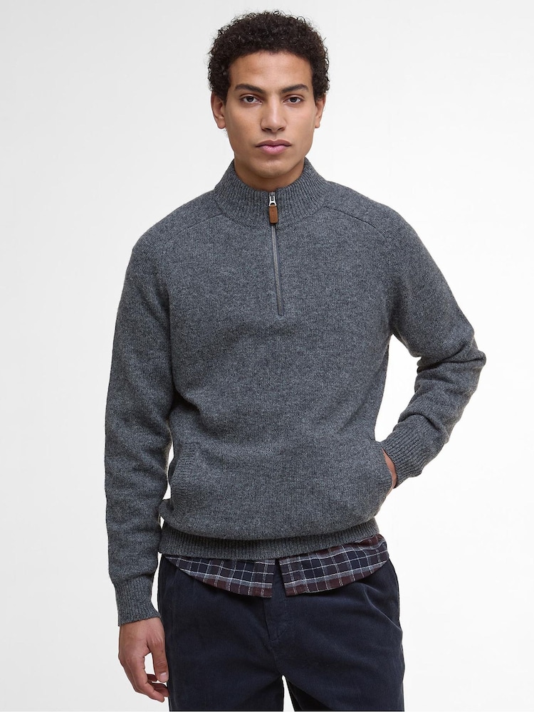 Barbour® Charcoal Talder Half Zip Jumper - Image 1 of 7