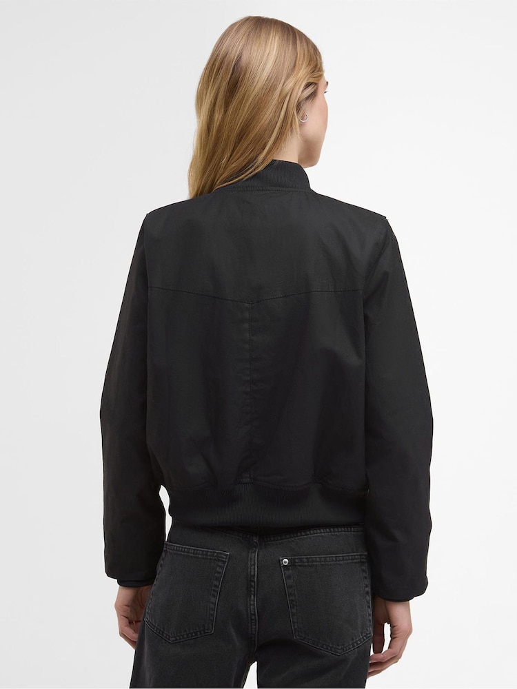 Barbour® International Black Patsy Wax Bomber Jacket - Image 2 of 8 Barbour® International Black Patsy Wax Bomber Jacket - Image 2 of 8