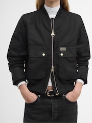 Barbour® International Black Patsy Wax Bomber Jacket - Image 3 of 8