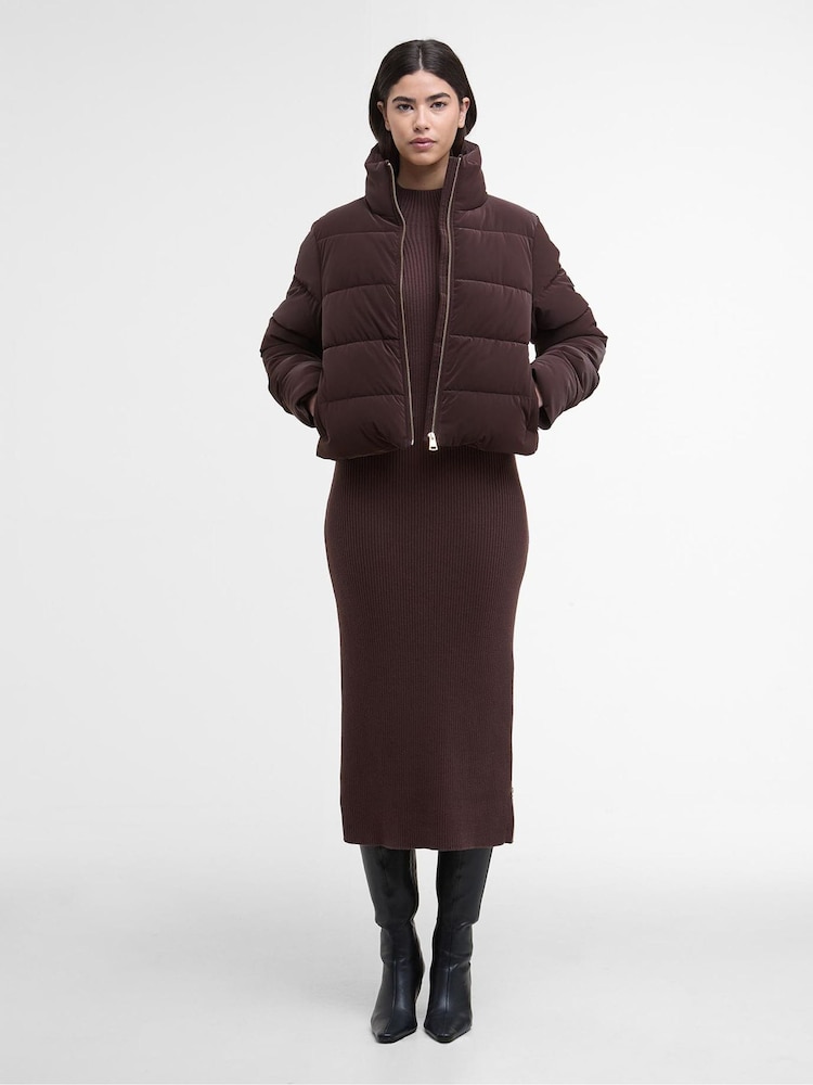 Barbour® International Red Faux Velvet Puffer Jacket - Image 2 of 8