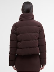 Barbour® International Red Faux Velvet Puffer Jacket - Image 3 of 8