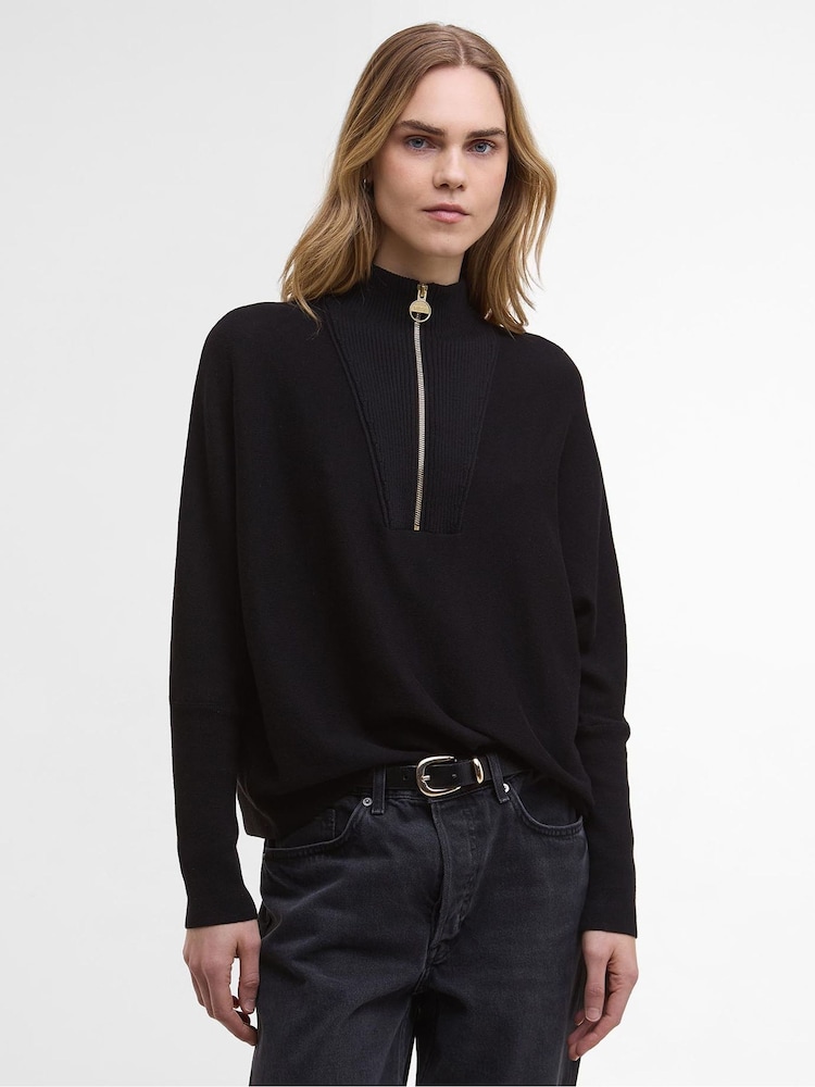Barbour® International Black Lola Knitted Jumper - Image 1 of 8 Barbour® International Black Lola Knitted Jumper - Image 1 of 8