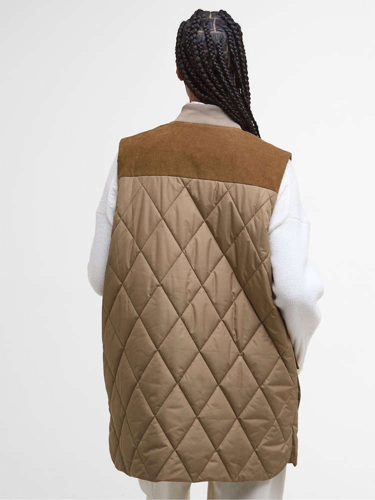 Barbour® Brown Lydia Diamond Quilt Gilet - Image 2 of 8 Barbour® Brown Lydia Diamond Quilt Gilet - Image 2 of 8