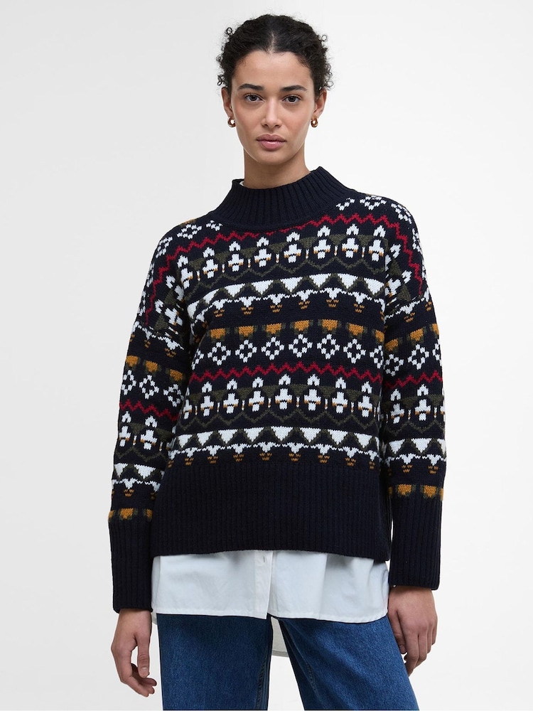 Barbour® Blue Larisa Knitted Jumper - Image 1 of 7 Barbour® Blue Larisa Knitted Jumper - Image 1 of 7