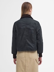Barbour® Green Cropped Beadnell Wax Jacket - Image 2 of 7