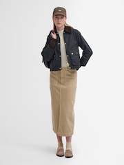 Barbour® Green Cropped Beadnell Wax Jacket - Image 3 of 7