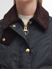 Barbour® Green Cropped Beadnell Wax Jacket - Image 6 of 7