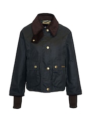 Barbour® Green Cropped Beadnell Wax Jacket - Image 7 of 7