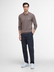 Barbour® International Brown Merino Long Sleeve Polo Shirt - Image 3 of 7