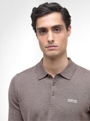 Barbour® International Brown Merino Long Sleeve Polo Shirt - Image 4 of 7