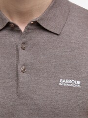 Barbour® International Brown Merino Long Sleeve Polo Shirt - Image 5 of 7