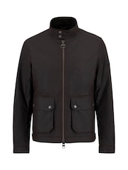 Barbour® International Brown Lutlaw Harrington Wax Jacket - Image 7 of 8