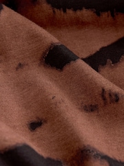 Chocolate Brown Animal Print Jersey A-line Long Sleeve Maxi Dress - Image 2 of 3