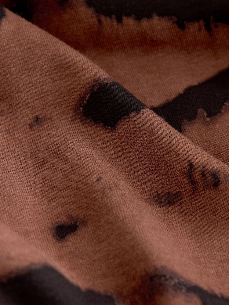Chocolate Brown Animal Print Jersey A-line Long Sleeve Maxi Dress - Image 2 of 3