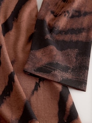 Chocolate Brown Animal Print Jersey A-line Long Sleeve Maxi Dress - Image 3 of 3