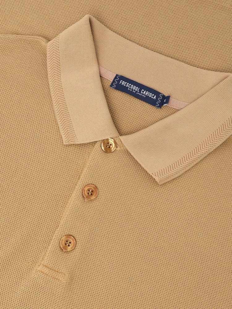 Frescobol Carioca Natural Horacio Linen Blend Piquet Short Sleeve Polo Shirt - Image 2 of 2