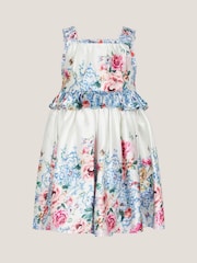 Monsoon Natural Baby Rose Floral Satin Dress - Image 1 of 1