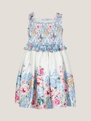 Monsoon Natural Baby Rose Floral Satin Dress - Image 2 of 3