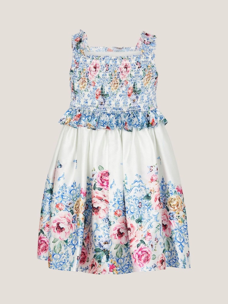 Monsoon Natural Baby Rose Floral Satin Dress - Image 2 of 3