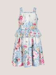 Monsoon Natural Rose Floral Satin Dress - Image 1 of 3