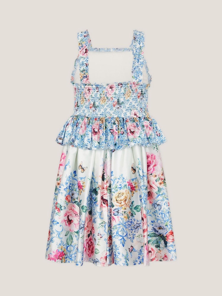 Monsoon Natural Rose Floral Satin Dress - Image 2 of 3