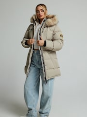 Zavetti Canada Womens Cream Goshawa Puffer Parka Jacket - Image 1 of 8