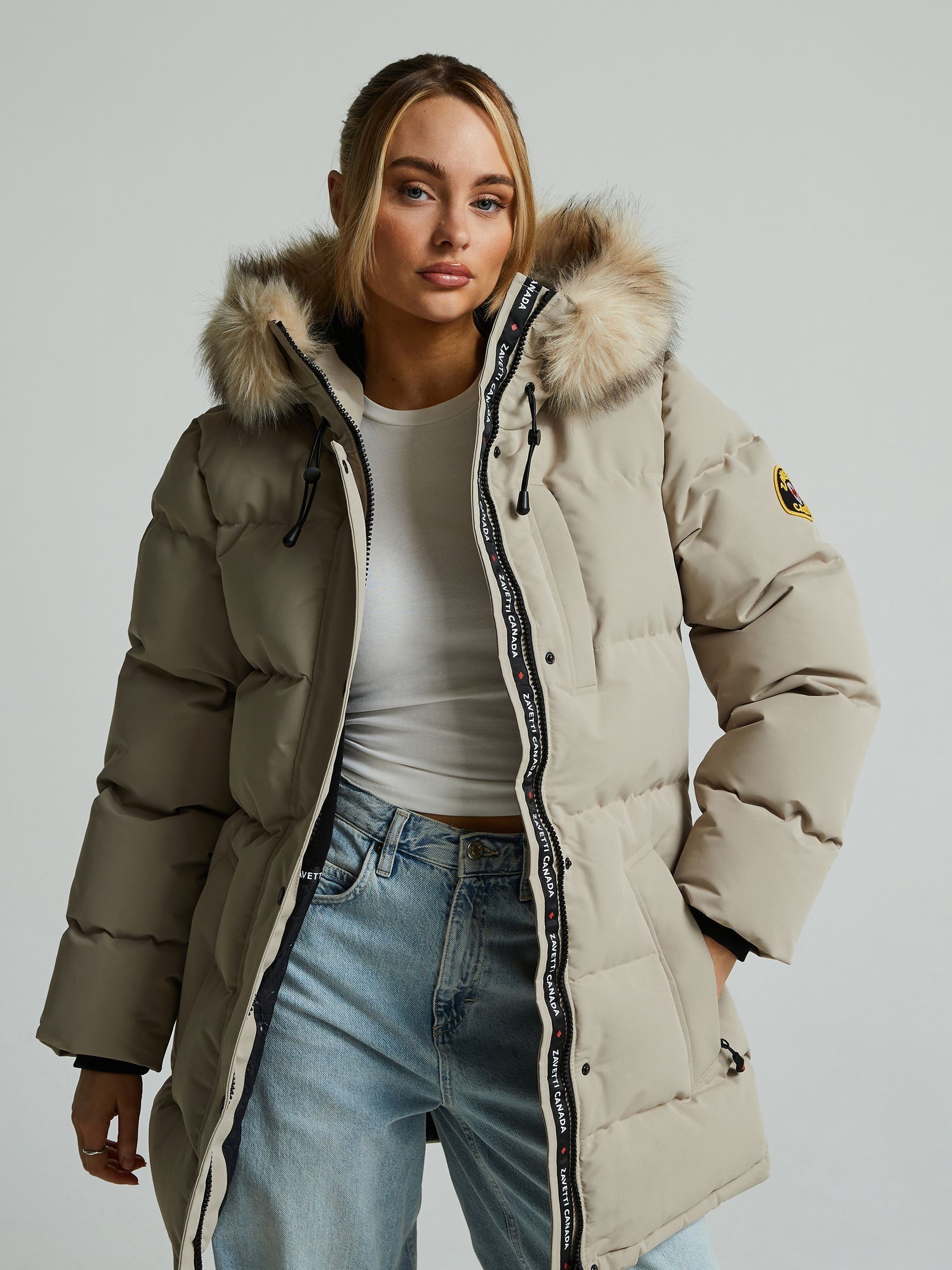 Buy Zavetti Canada Womens Cream Goshawa Puffer Parka Jacket from