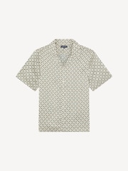 Frescobol Carioca Natural Roberto Silk Short Sleeve Shirt Lotus Print - Image 3 of 4