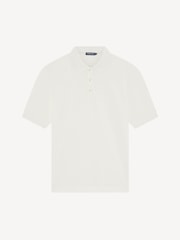 Frescobol Carioca White Horacio Linen Blend Piquet Short Sleeve Polo Shirt - Image 1 of 2