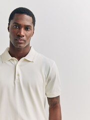 Frescobol Carioca White Horacio Linen Blend Piquet Short Sleeve Polo Shirt - Image 5 of 8