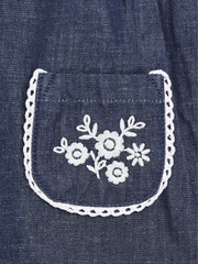 JoJo Maman Bébé Blue Embroidered Chambray Dungarees & Top Set - Image 7 of 7