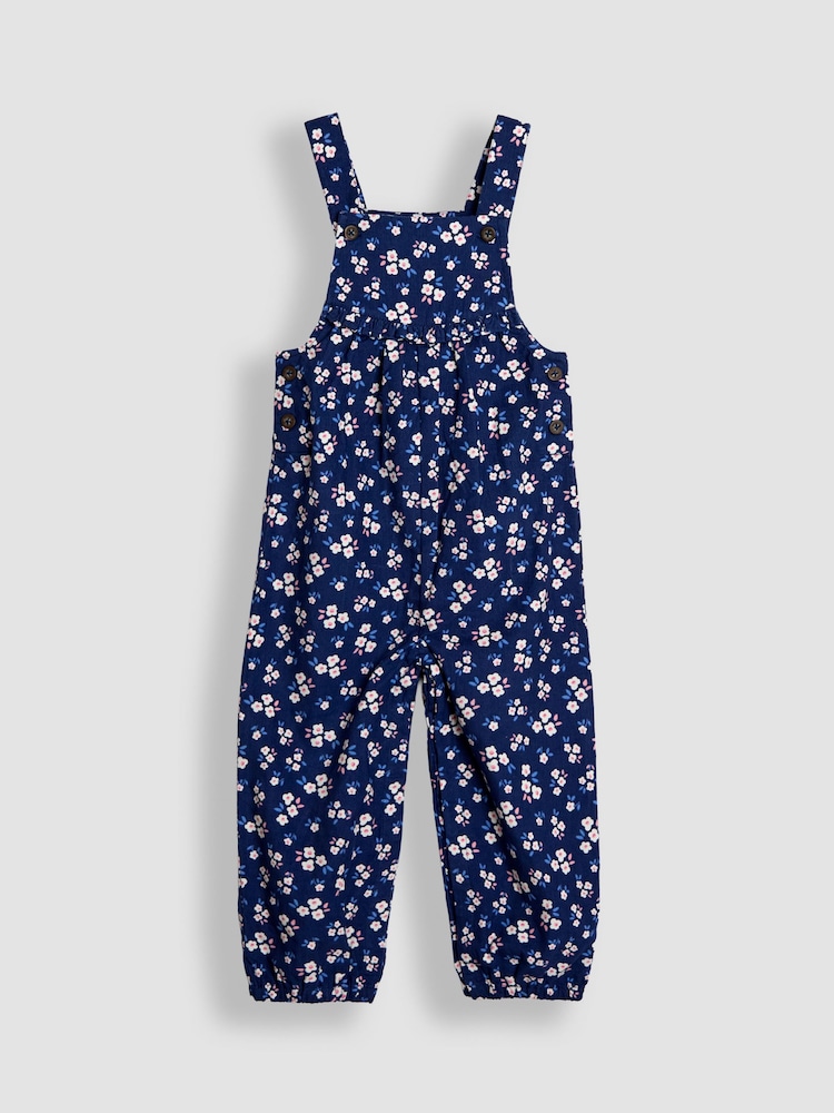 JoJo Maman Bébé Navy Blue Floral Cord Dungarees & Top Set - Image 2 of 6 JoJo Maman Bébé Navy Blue Floral Cord Dungarees & Top Set - Image 2 of 6
