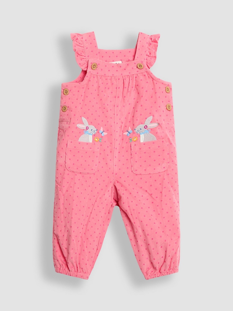 JoJo Maman Bébé Pink Appliqué Cord Dungarees & Top Set - Image 2 of 6