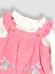 JoJo Maman Bébé Pink Appliqué Cord Dungarees & Top Set - Image 6 of 6