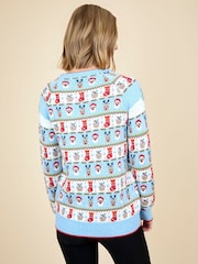 JoJo Maman Bébé Blue Women's Christmas Fair Ground Fairisle Jumper - Image 2 of 3