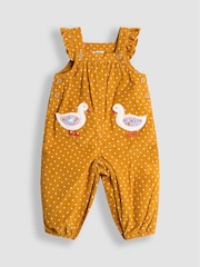 JoJo Maman Bébé Yellow Appliqué Cord Dungarees & Top Set - Image 2 of 6