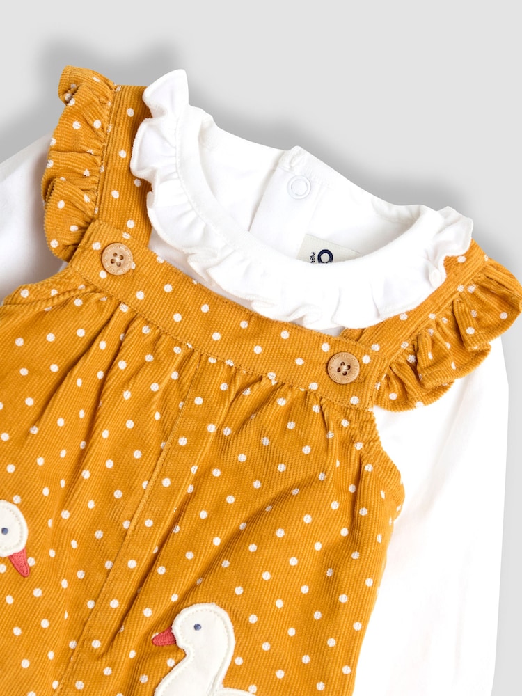 JoJo Maman Bébé Yellow Appliqué Cord Dungarees & Top Set - Image 6 of 6