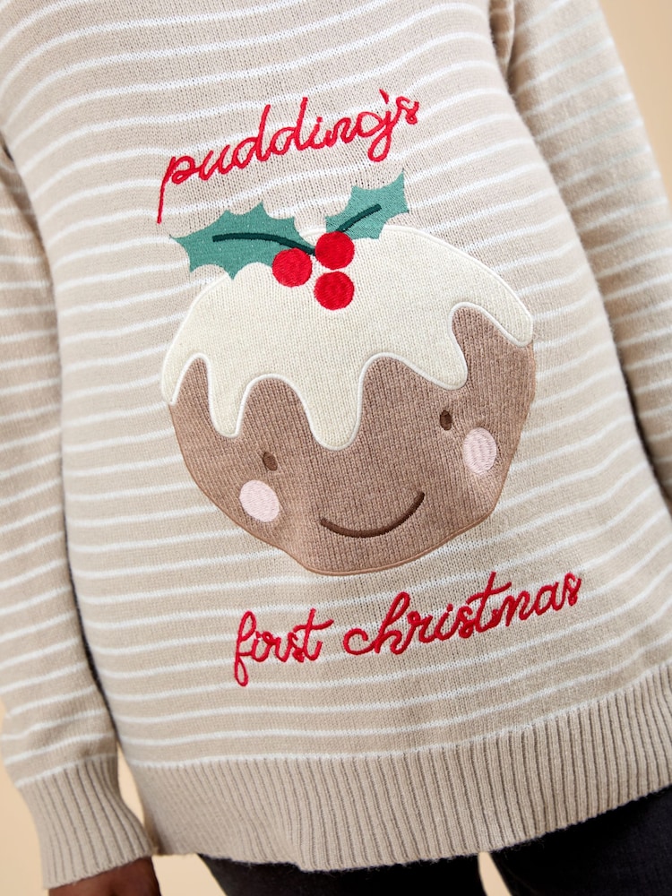 JoJo Maman Bébé Grey Maternity Christmas Pudding Jumper - Image 4 of 4 JoJo Maman Bébé Grey Maternity Christmas Pudding Jumper - Image 4 of 4
