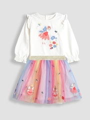 JoJo Maman Bébé Red Frill Sleeve Top & Tulle Skirt Set - Image 1 of 7