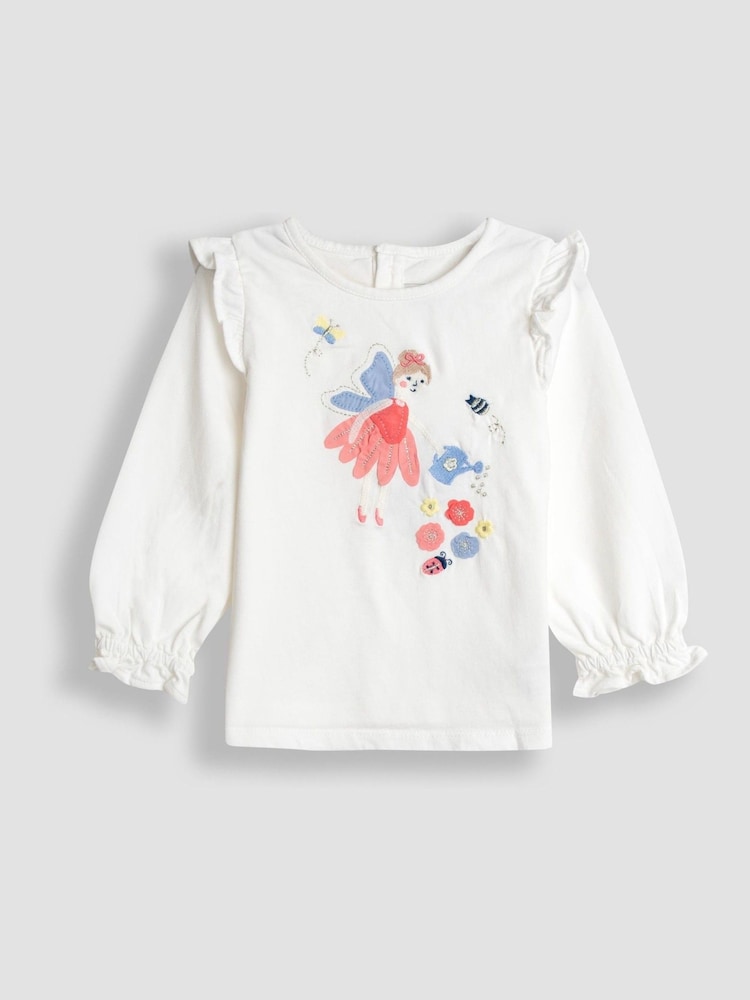 JoJo Maman Bébé Cream Unicorn Frill Sleeve Top & Tulle Skirt Set - Image 2 of 7 JoJo Maman Bébé Cream Unicorn Frill Sleeve Top & Tulle Skirt Set - Image 2 of 7