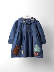 JoJo Maman Bébé Blue Gruffalo Chambray Button Through Dress - Image 1 of 5