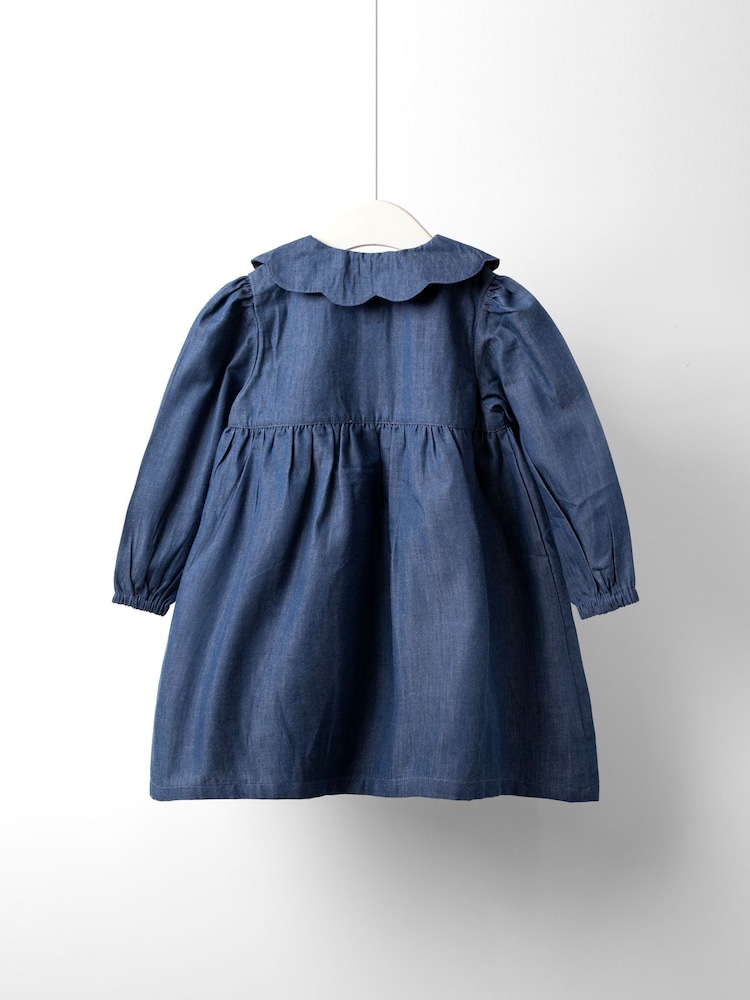 JoJo Maman Bébé Blue Gruffalo Chambray Button Through Dress - Image 2 of 5