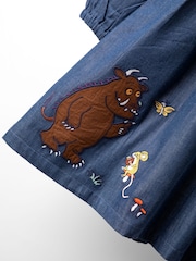 JoJo Maman Bébé Blue Gruffalo Chambray Button Through Dress - Image 4 of 5
