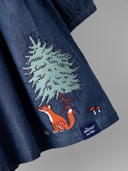 JoJo Maman Bébé Blue Gruffalo Chambray Button Through Dress - Image 5 of 5