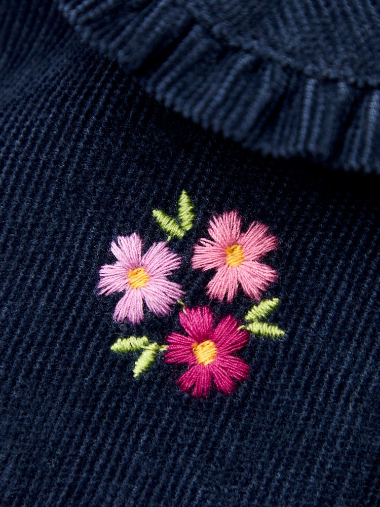 JoJo Maman Bébé Blue Embroidered Collar Cord Dress - Image 10 of 10
