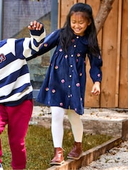 JoJo Maman Bébé Blue Embroidered Collar Cord Dress - Image 5 of 10