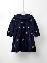 JoJo Maman Bébé Blue Embroidered Collar Cord Dress - Image 8 of 10