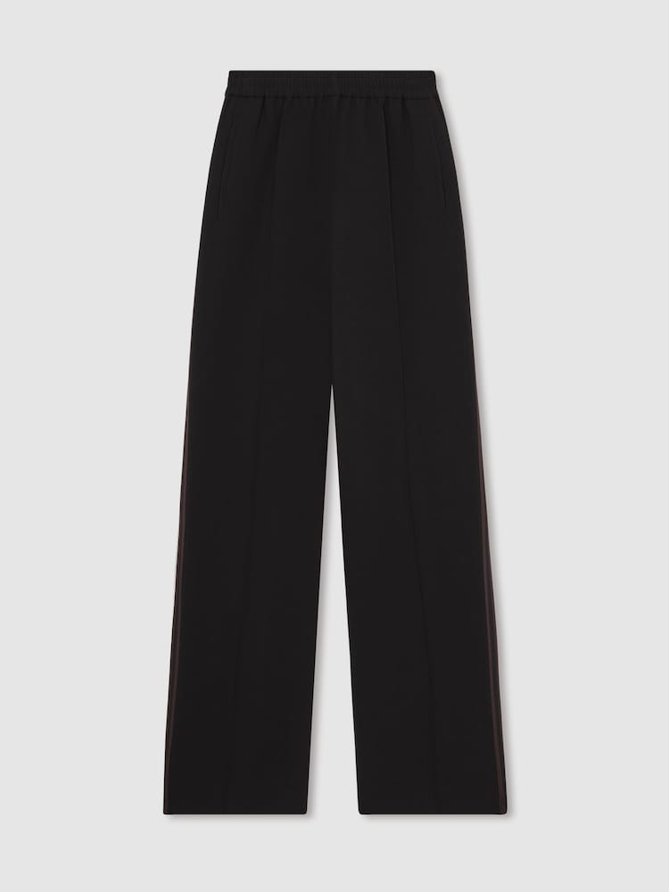 Reiss Black Robyn Petite Side-Stripe Wide-Leg Trousers - Image 2 of 7
